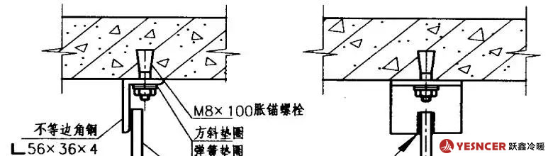 臥式風機盤管吊桿與樓板固定的節(jié)點